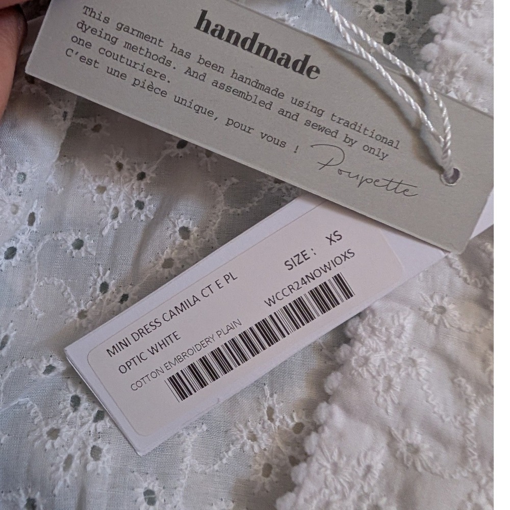 Poupette St Barth Camila Broderie Anglaise Mini Dress White 100% Cotton XS NEW - Picture 8 of 10